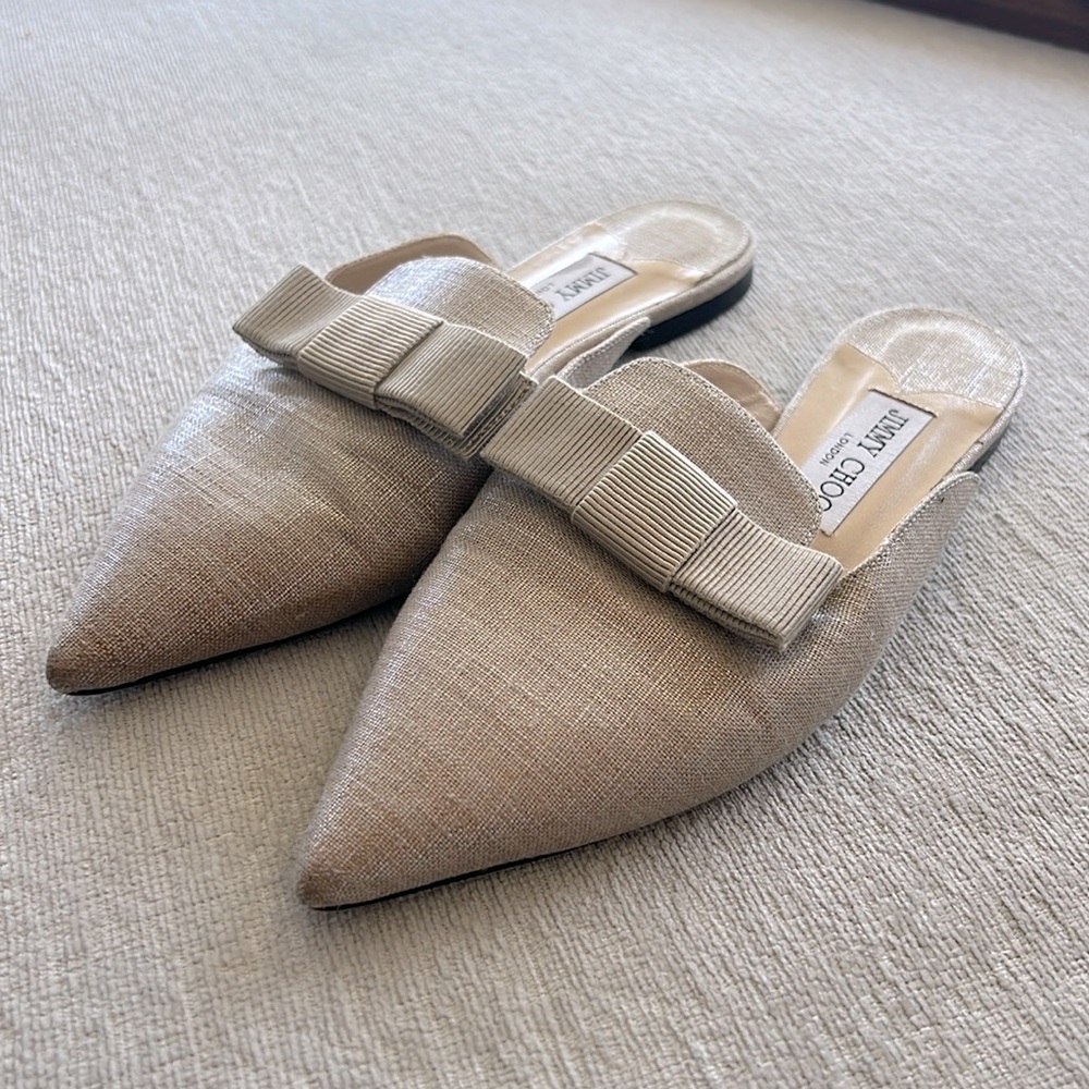 JIMMY CHOO canvas bow Myles 37.5/7